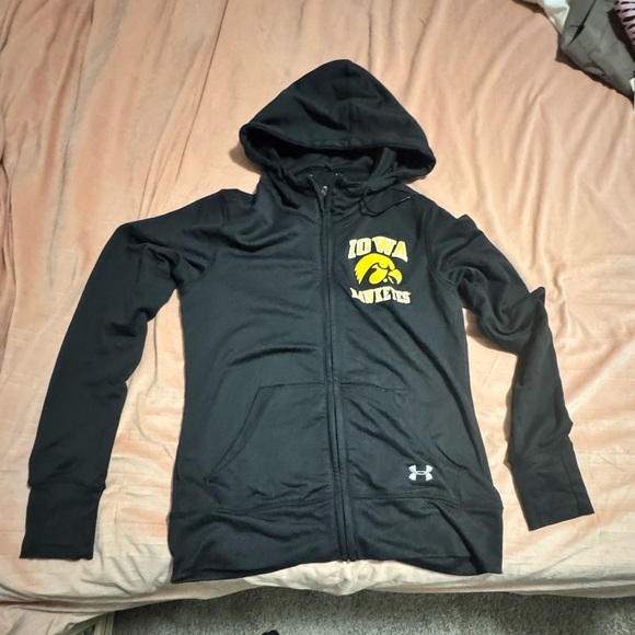 Under Armour Black and Yellow Iowa Hawkeyes Zip-Up Hoodie - Picture 1 of 4